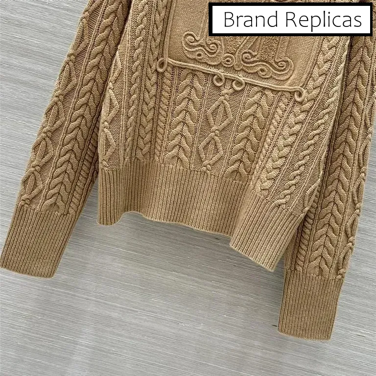 Max Mara Brown Cable Cashmere Sweater